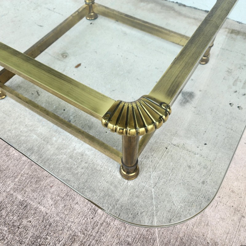 Mastercraft Style Coffee Table Brass Glass 1970s gallery