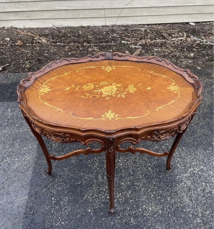 Inlay Carved Solid wood Ocational table.