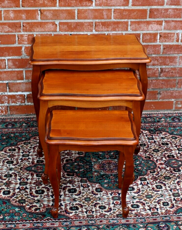 French Antique Maple Wood Louis XV Nesting Tables gallery