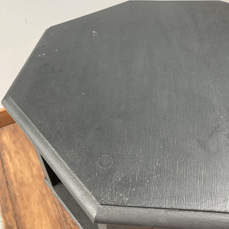 TELL CITY OCTAGON MAPLE SWIVEL SIDE TABLE Coffee Table Refinished Black VINTAGE gallery