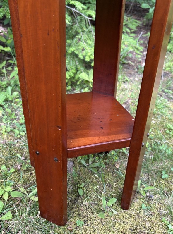 1950 RICHARD LEE LONGABERGER Hand Made Solid Wood 2 Tier Plant Stand SIGNED gallery
