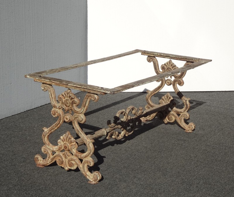 Large Vintage Spanish Style Rustic Cast Iron Bevel Glass Cocktail Coffee Table gallery
