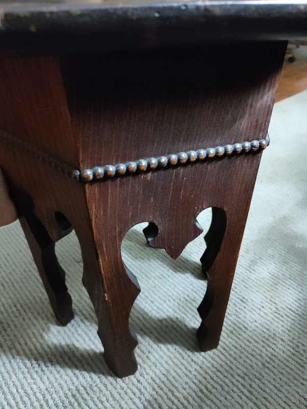 Antique Arts Crafts Table Plant Stand Mission Oak Wood Aprox 18"×16"×15" gallery