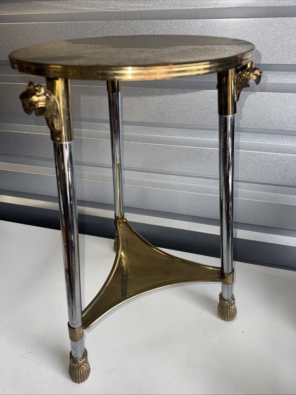 Vintage Neoclassical Occasional Table of Brass and Polished Steel gallery