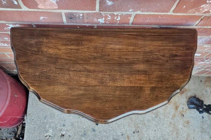 Vintage Half Moon End Table Plant Fern Stand Carved Solid Walnut Turned Wood Leg gallery