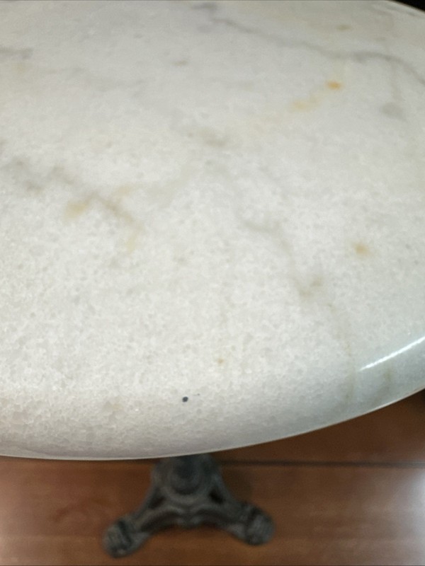 Beautiful Antique Marble & Cast-Iron Side Table/Plant Stand 24" Tall x 12" round gallery