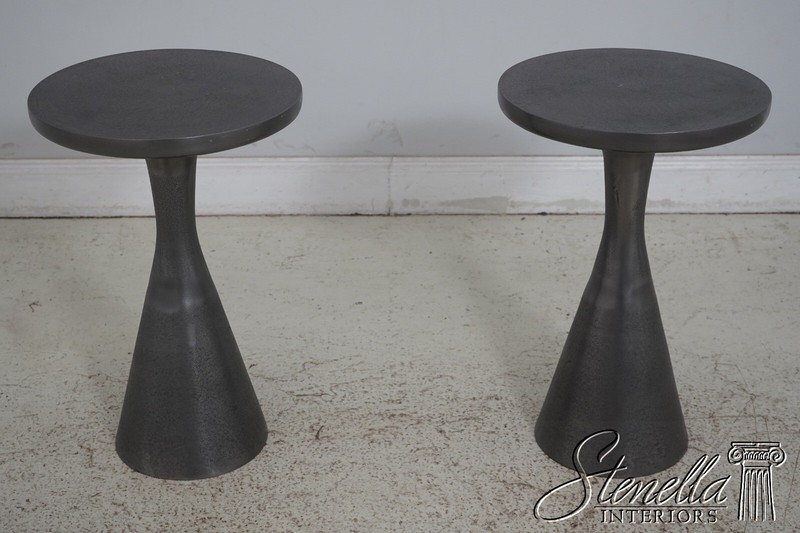 63668EC: Pair Modern Design Distressed Aluminum End Tables gallery
