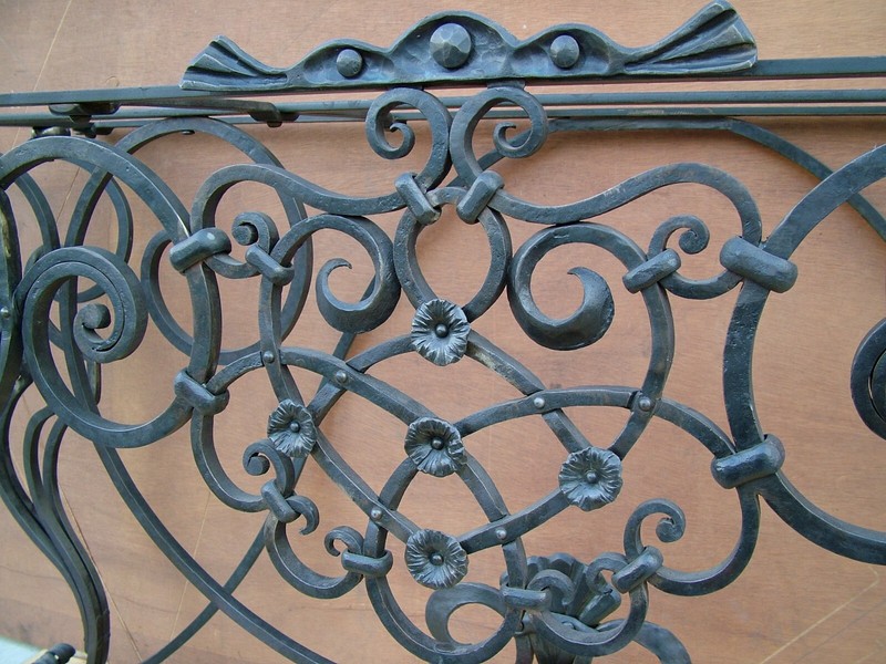  Custom wrought iron Victorian style console table with Italian marble top   gallery