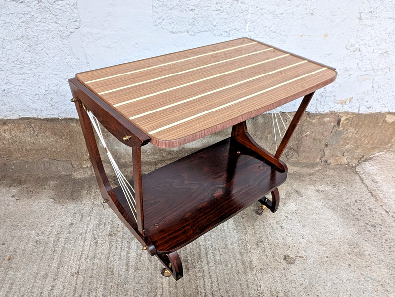 Serving Cart TV Phono Table Wood 50s Rockabilly Side Table Mid Century