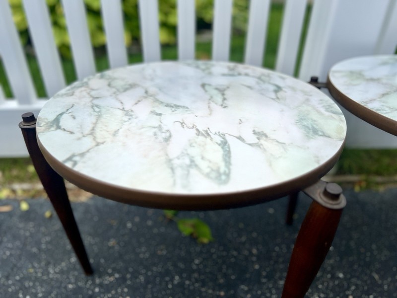 MCM Formica and Walnut Round Nesting Tables, Set of 2 gallery