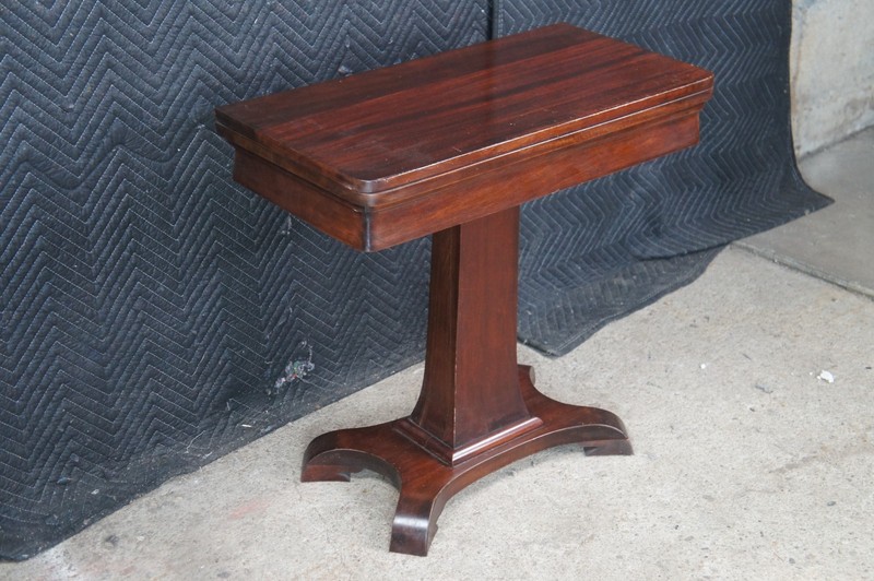 Antique American Empire Mahogany Flip Top Game Card Console Parlor Tea Table gallery