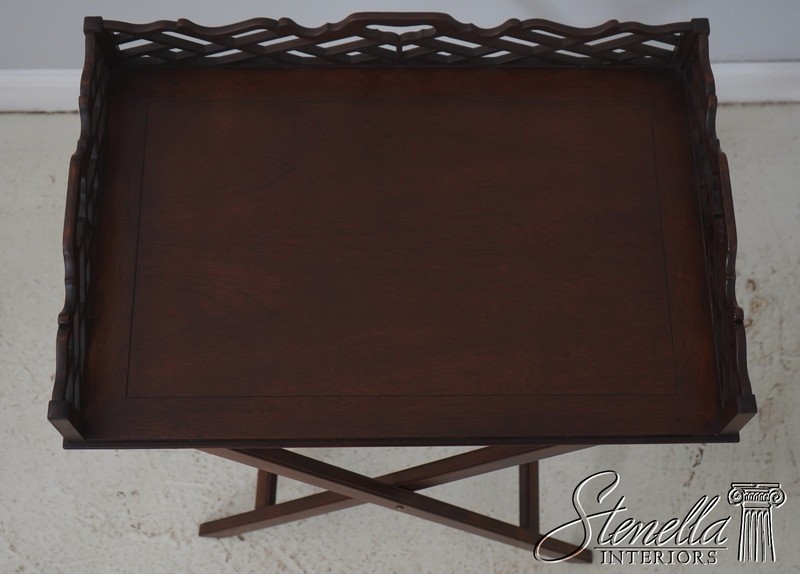 72624: BAKER Mahogany Chippendale Style Butlers Tray Table gallery