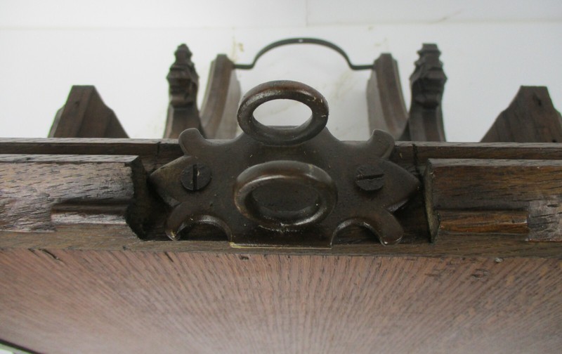 Antique Gothic Hand Carved French Oak Wall Hall Console table 19th Century WOW gallery