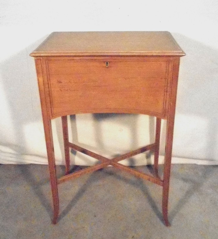 ANTIQUE 19th CENTURY SATINWOOD CLASSICAL REGENCY SEWING STAND gallery
