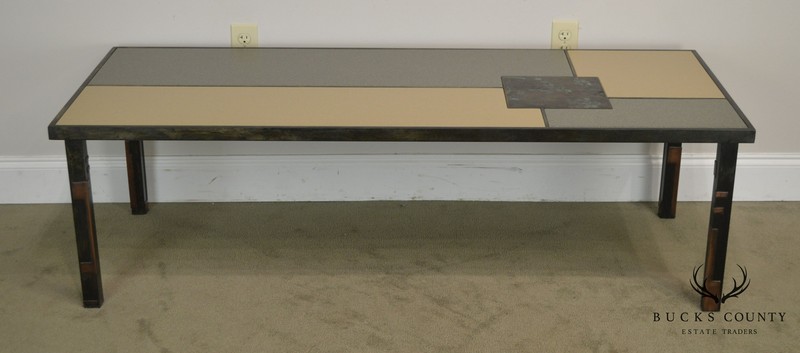 R. Mathis Tutto Metal Design Studio Crafted Iron & Stone Tile Top Coffee Table gallery