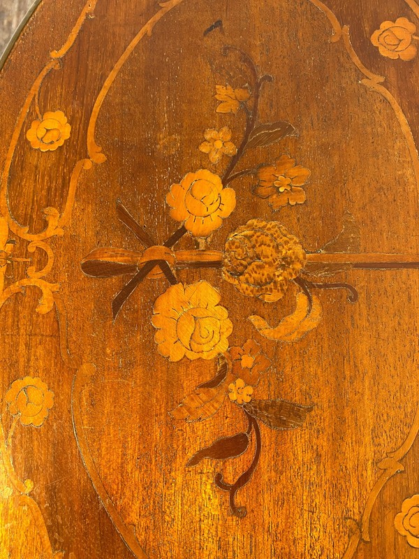 Antique French Louis XV Mahogany Side Table Ormolu Marquetry Brass c.1900 gallery