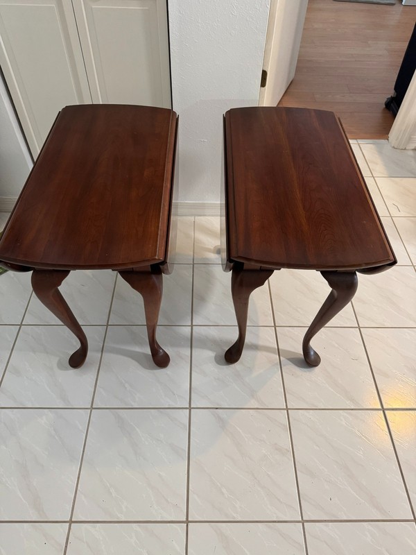 Pair-Pennsylvania House Queen Anne Style Cherry Drop-Leaf Side Tables + shipping