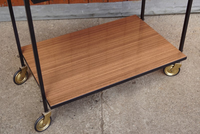 Serving Cart Tea Cart Walnut 60s Table Side Table Mid Century Bar 50s gallery