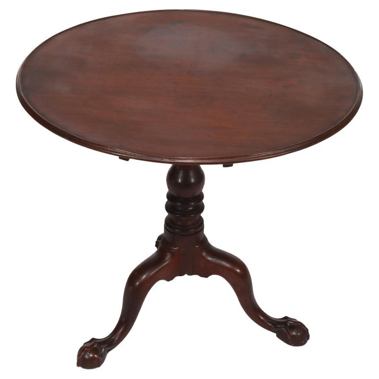 Antique Chippendale Carved Mahogany Tilt Top Table 19thC