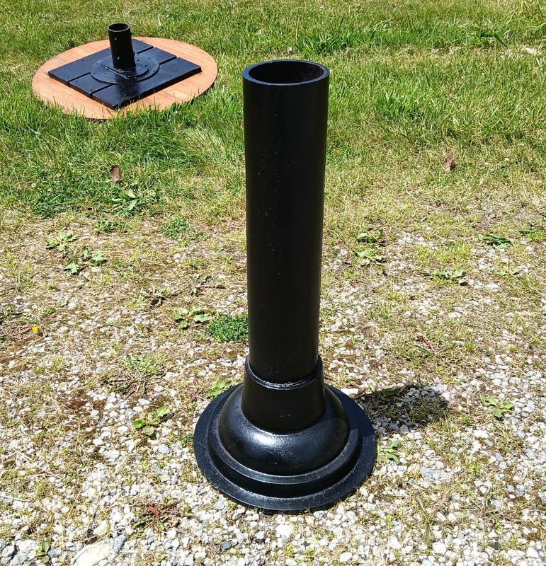 Antique Round Oak Top Pub Table or Game Table with Cast Iron Column Base gallery