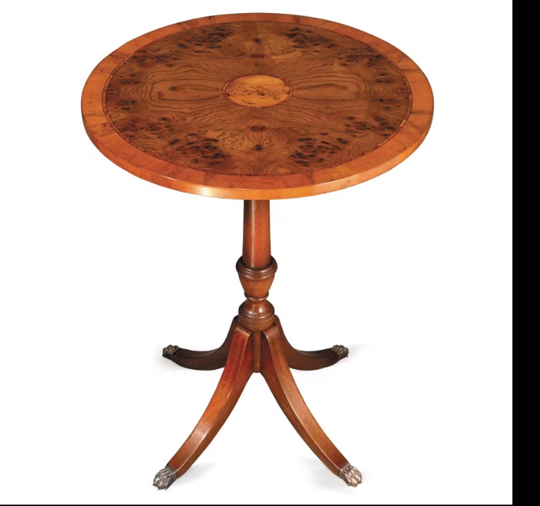 Gorgeous Scully and Scully Regency Style Table Lamp in Burlwood /Yew Wood/Tulip gallery