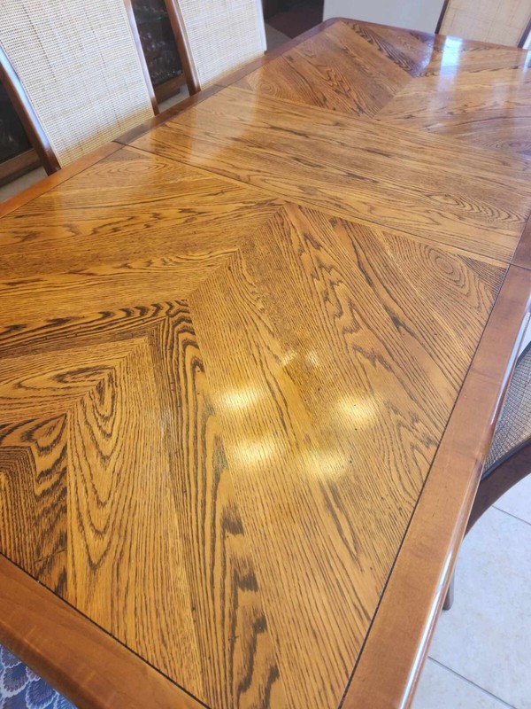 Antique Chestnut and Oak Dining Table and 8 chairs (Matching buffet available) gallery
