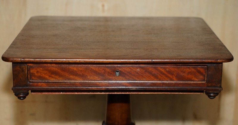 EXQUISITE WILLIAM IV CIRCA 1830 FLAMED MAHOGANY SIDE END WORK SEWING TABLE gallery