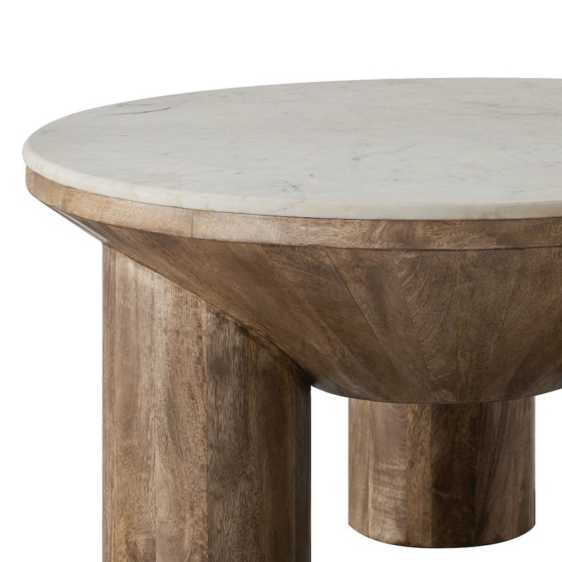 Ellison 33" Round Wood Coffee Table With Marble Top gallery