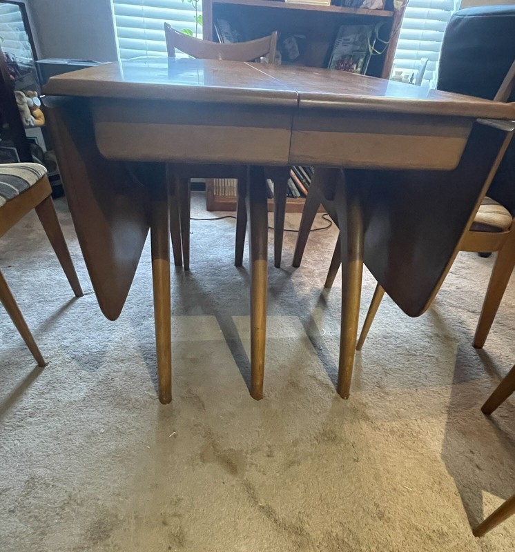 Mid-Century Modern Heywood Wakefield Wishbone Drop Leaf Butterfly Dining Table gallery