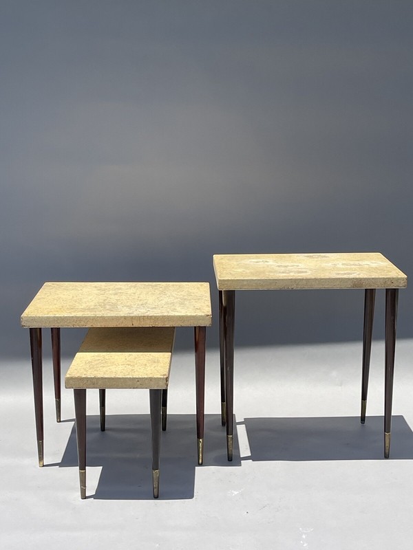 PAUL FRANKL CORK TOP NESTING TABLES ANTIQUE VINTAGE MODERN ART DECO TABLE 1940s gallery