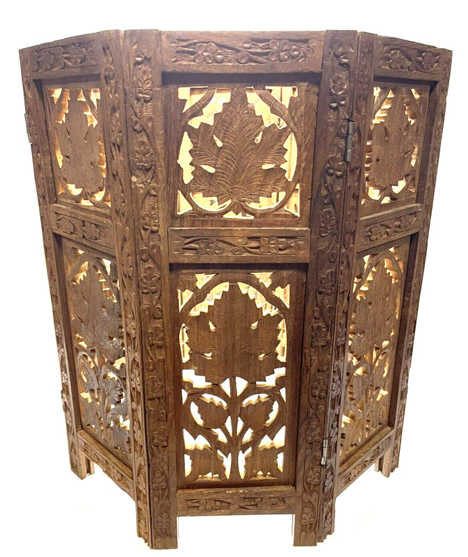 Vintage Hand Carved Hardwood Octagonal Side Table Bottom India Decor 16.75″ x14″