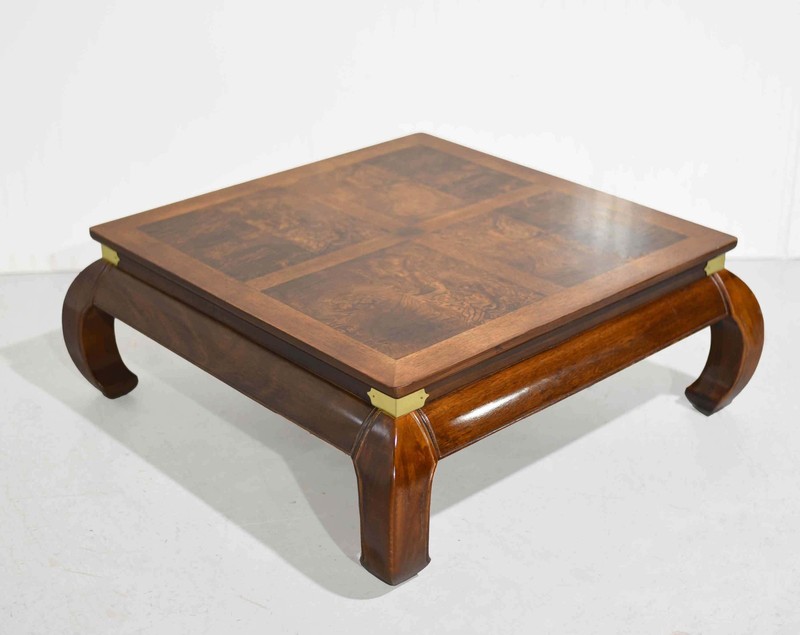 Mid Century Chinoiserie Ming Burl Wood Coffee Table gallery