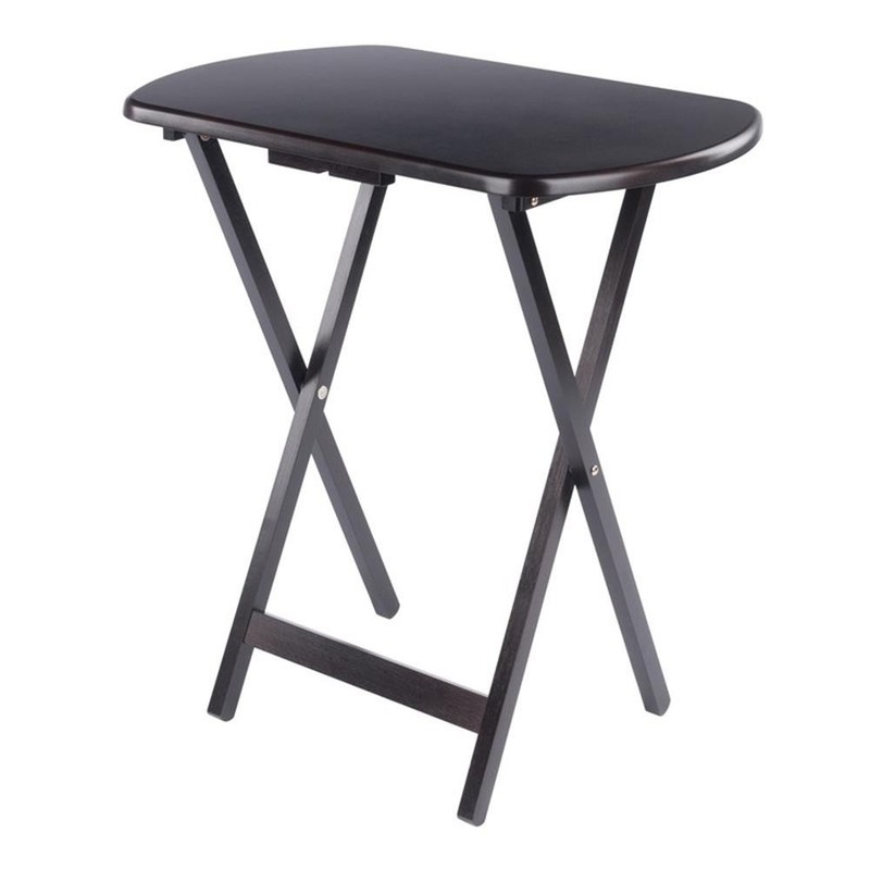 Pemberly Row Solid Wood Corbett 4 Oversized Snack Table and Stand Coffee Finish gallery