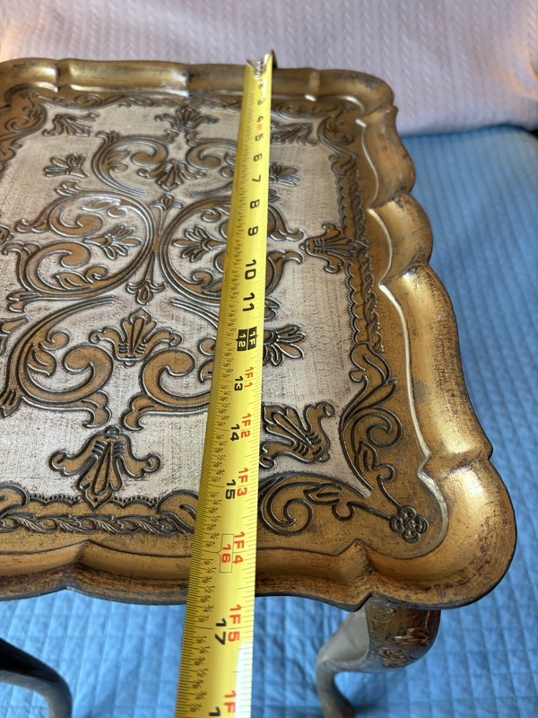 Italian Florentine Gold Gilt Vintage Nesting Table 22” Tall 16 Wide X 12 Deep gallery