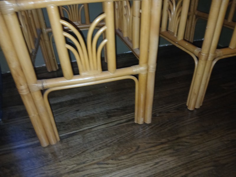 Vintage Mid Century Modern Boho Chic Bamboo Clear Glass Top End Table gallery