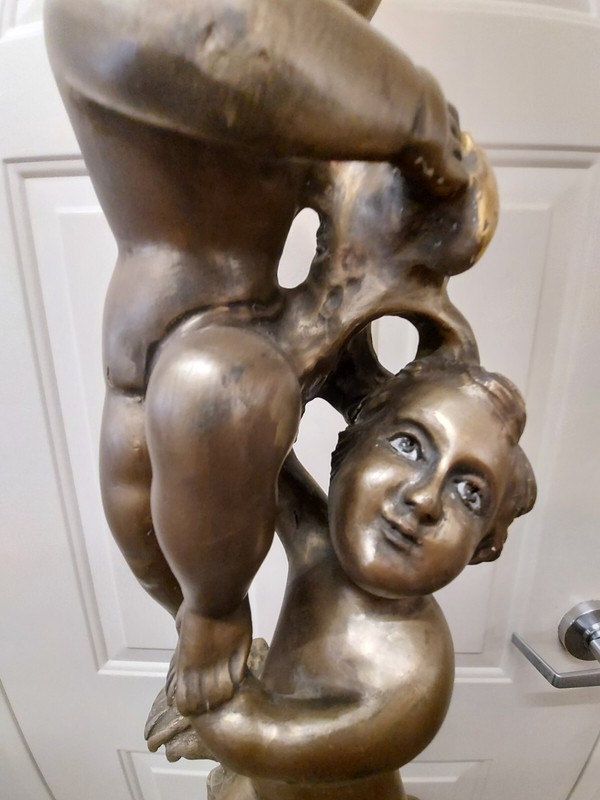 Sale Half Of Price ANTIQUE ITALIAN GOLD GILT PUTTI PEDESTAL TABLE STAND gallery
