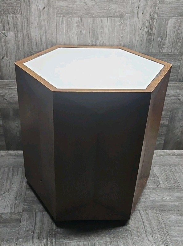 Vintage 1969 MCM SYROCO Hexagon End/Side Table 16x16x14 Faux Wood
