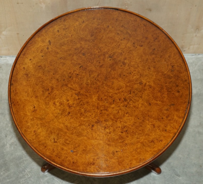 VICTORIAN HAND CARVED POLLARD OAK TILT TOP TRIPOD WINE SIDE END LAMP TABLE gallery
