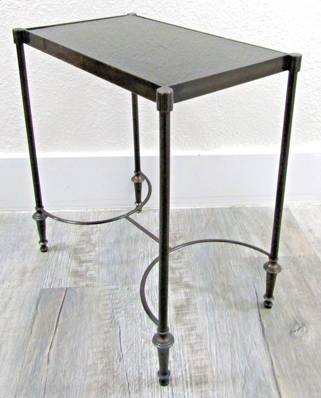 Vintage Rectangular Bronze and Black Granite Top 18" Tall Drink Table gallery