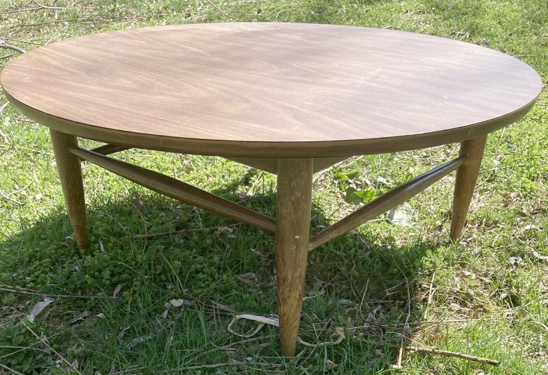 Vintage MCM Coffee Table Lane Mid Century Modern Walnut Cigar Legs Retro Decor gallery