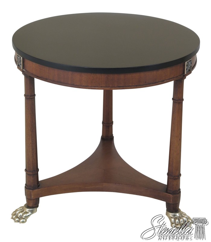 L46191EC: DREXEL Round Neoclassical Side Table w. Brass Feet