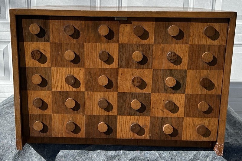 LANE 3-D Checker Board Patterned Side Table Storage Box With Drawer MCM