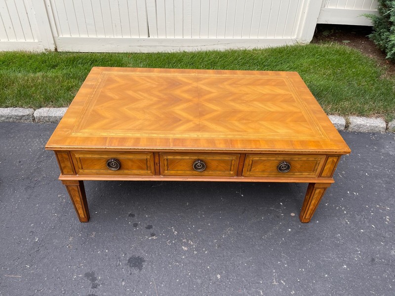 Alfonso Marina Ebanista Rectangular Inlaid Fruitwood Coffee Table gallery
