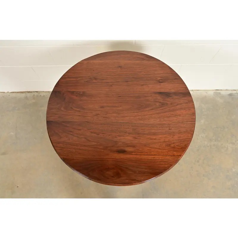 Early American Bench Made Sculpted Solid Walnut Pedestal Tea Table or Side Table gallery