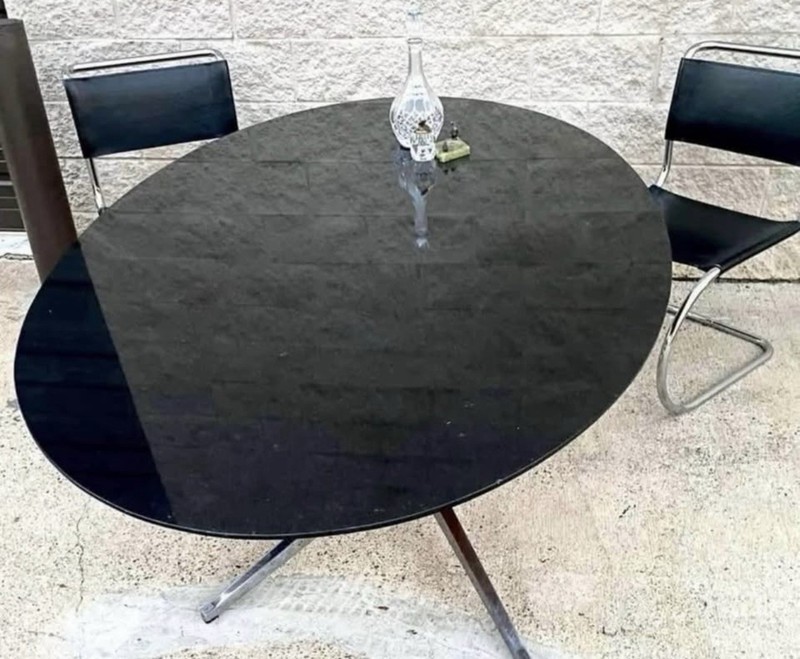 Florence Knoll Black Granite Oval Dining Table Desk Mid Century Modern Vintage gallery