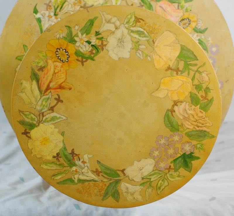 Antique Two-Tier Hand Painted Pedestal Claw Foot Shabby Chic Occasional Table gallery