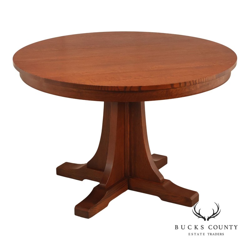 Stickley Mission Collection 46″ Round Oak Pedestal Dining Table