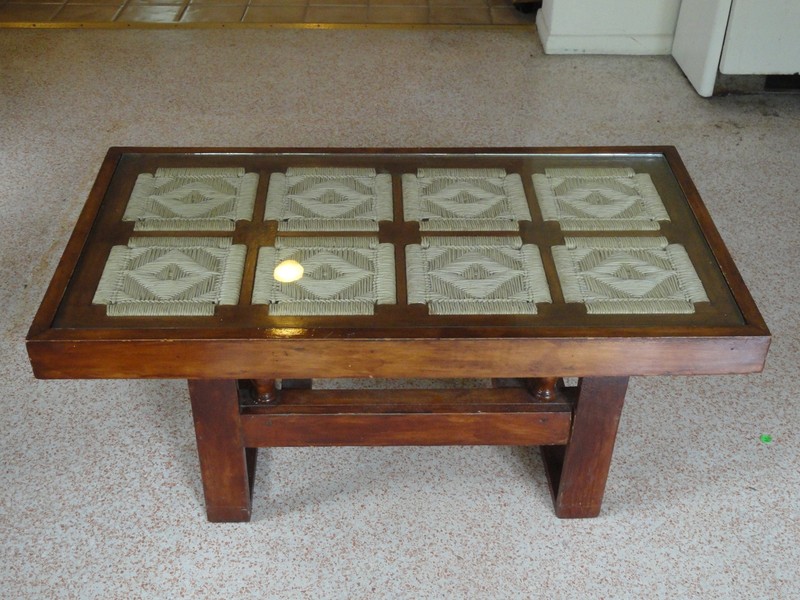 RARE 60’s DANISH ROPE COFFEE TABLE IN MANNER of FRITZ HANSEN / HANS WEGNER