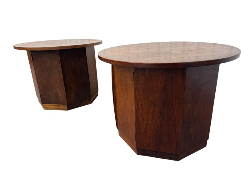 Mid-Century Modern Lane Rhythm Walnut Side Tables - Set of 2 - Refinished! gallery