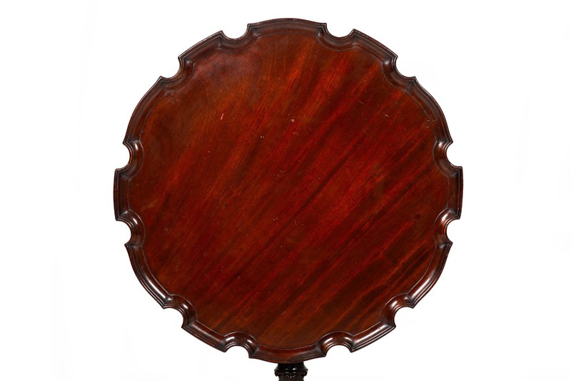 English George III Carved Mahogany Pie Crust Tilt Top Table ca. 1780 gallery